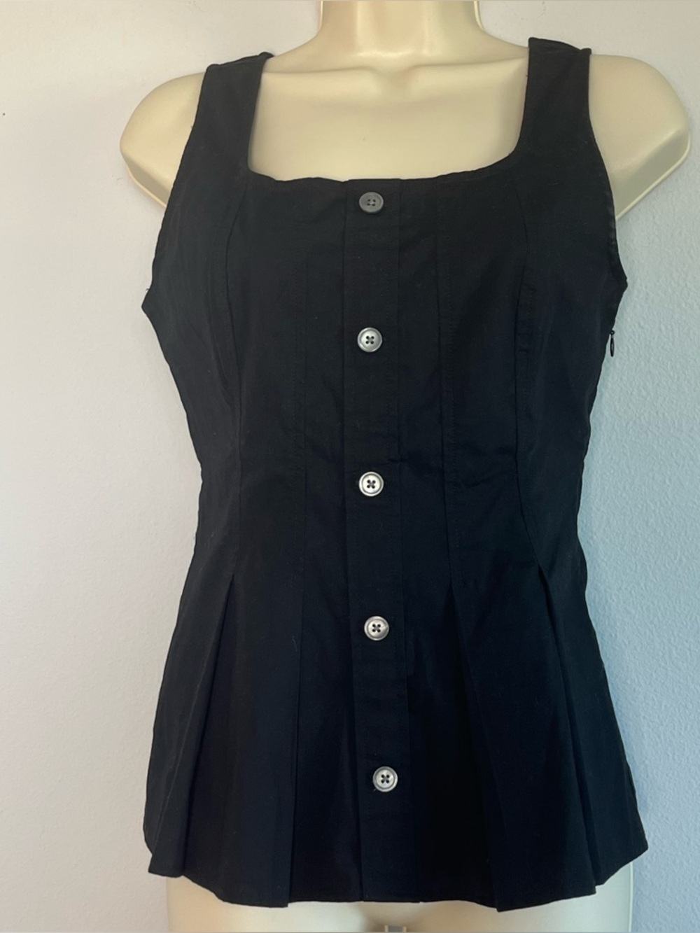 J Crew Women Top Black Sleeveless Peplum Flare Coquette Dk Academia Tank Sz 0/XS